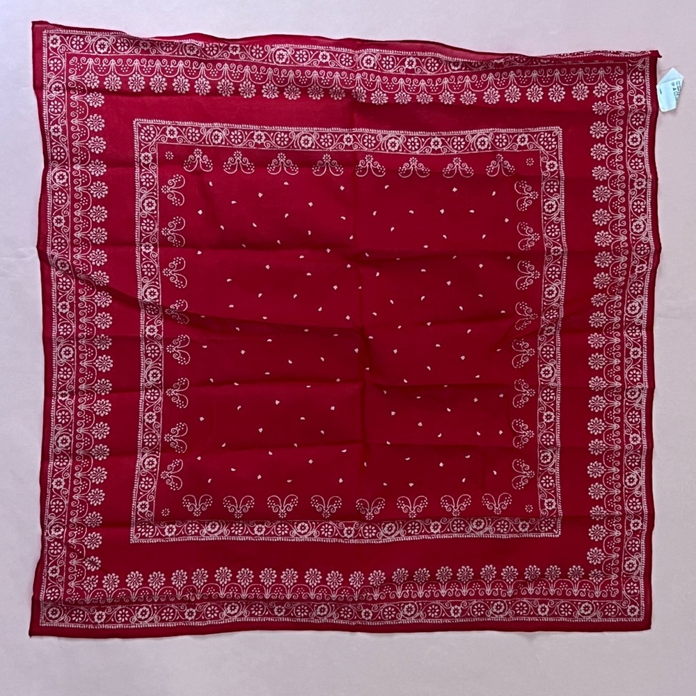 $30 or FREE Madewell True Red Organic Cotton Bandana Scarf Kerchief - Picture 5 of 10
